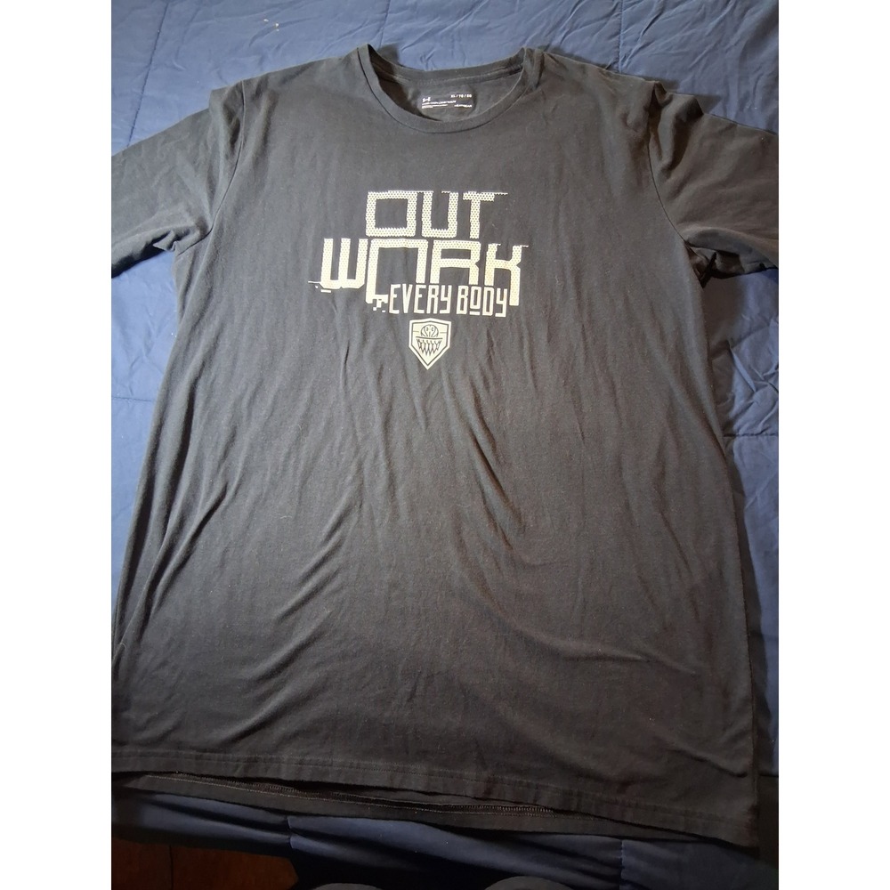 Under Armour Mens XL HeatGear Out Work Every Body Graphic T-Shirt Black Loose